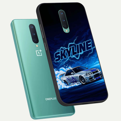  Neon Drift Beast phone case For OnePlus 8 showing premium glass back cover with detailed artwork