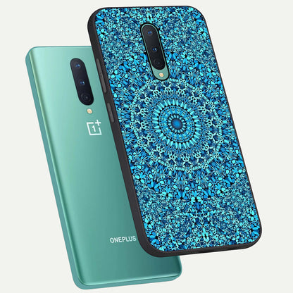  Ocean Bloom Mandala phone case For OnePlus 8 showing premium glass back cover with detailed artwork