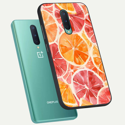  Orange Fruits Pattern phone case For OnePlus 8 showing premium glass back cover with detailed artwork