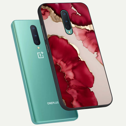  Pink And White Marble phone case For OnePlus 8 showing premium glass back cover with detailed artwork