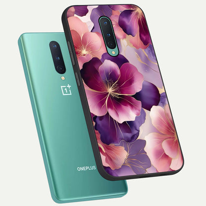  Pink Bouquet Florals phone case For OnePlus 8 showing premium glass back cover with detailed artwork
