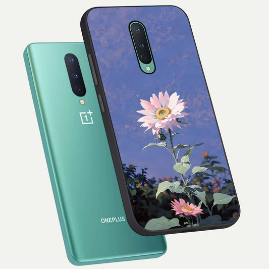  Pink Shells Outline phone case For OnePlus 8 showing premium glass back cover with detailed artwork