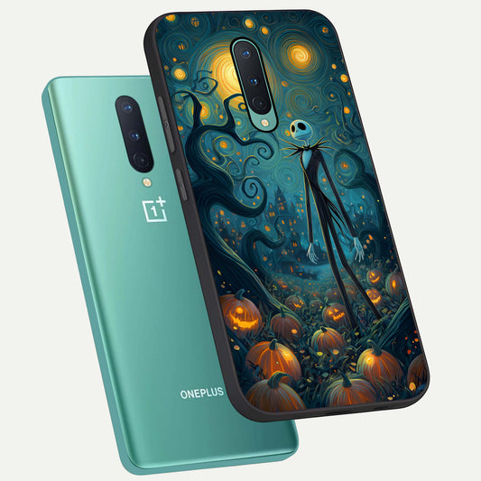  Pumpkin Moonlight Tale phone case For OnePlus 8 showing premium glass back cover with detailed artwork