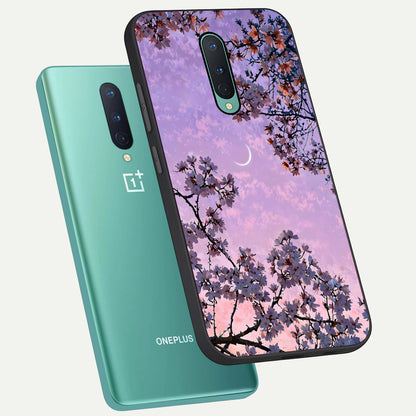  Purple Serenity Moon phone case For OnePlus 8 showing premium glass back cover with detailed artwork