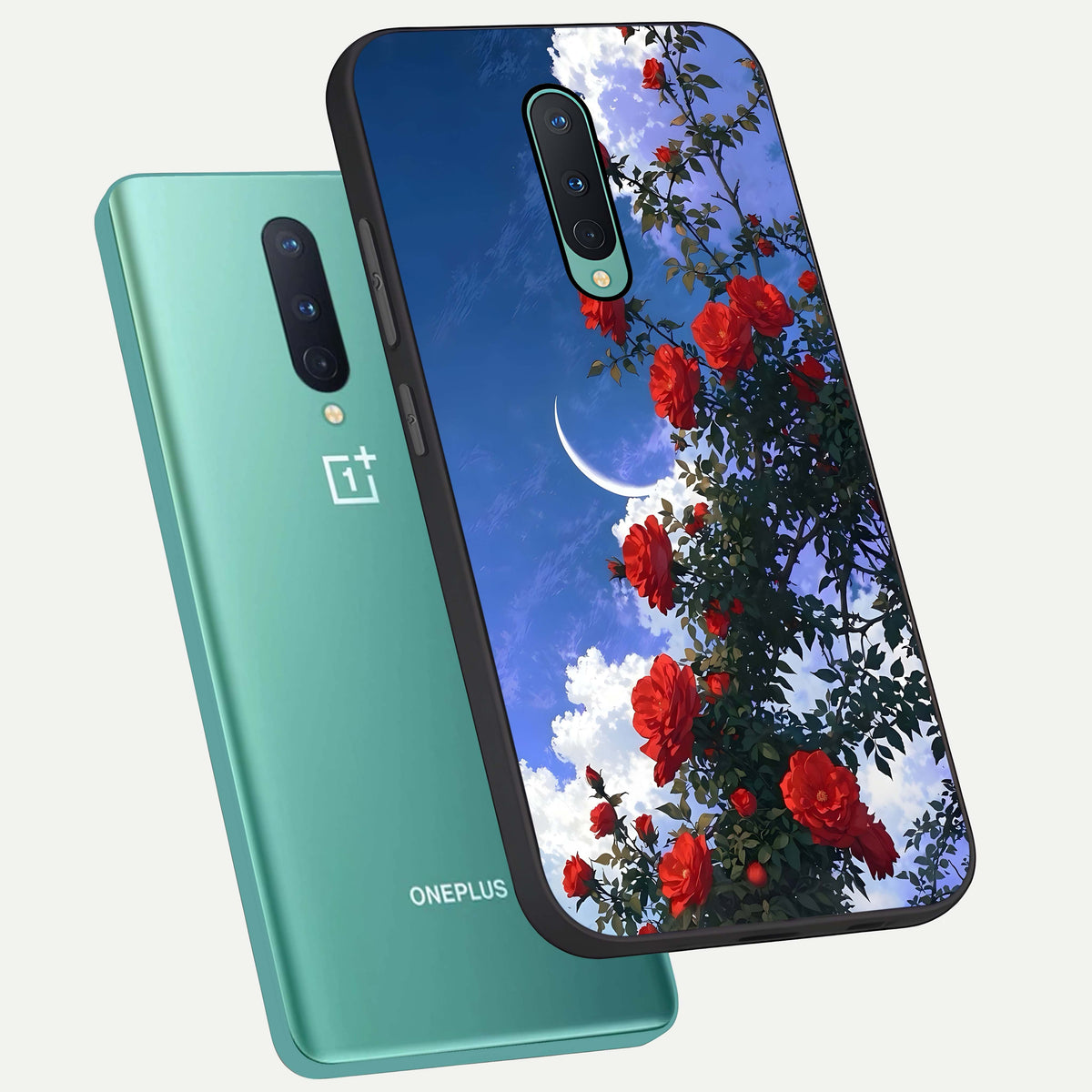  Rose Drift Flowers phone case For OnePlus 8 showing premium glass back cover with detailed artwork