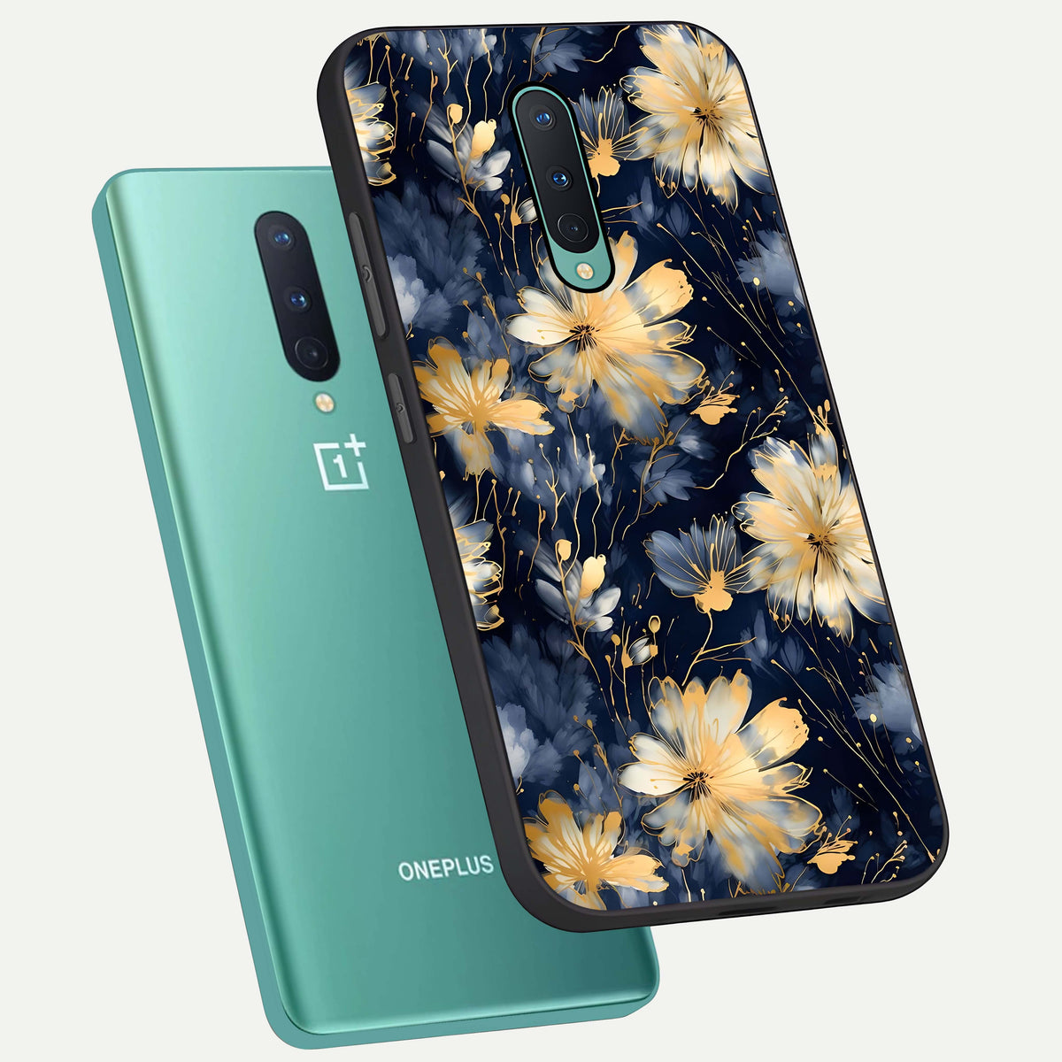  Royal Petal Dream phone case For OnePlus 8 showing premium glass back cover with detailed artwork