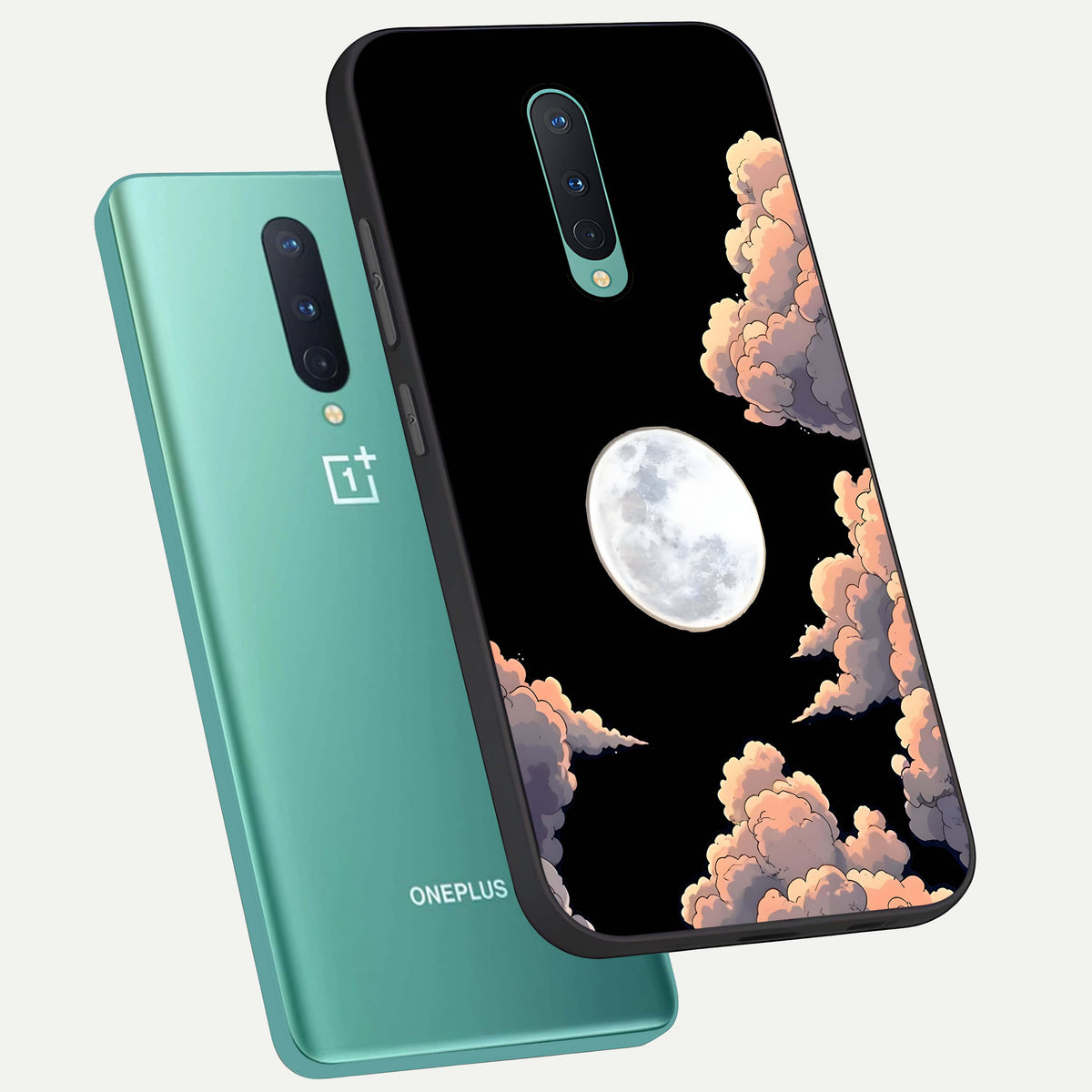  Shade Cloud Moon phone case For OnePlus 8 showing premium glass back cover with detailed artwork