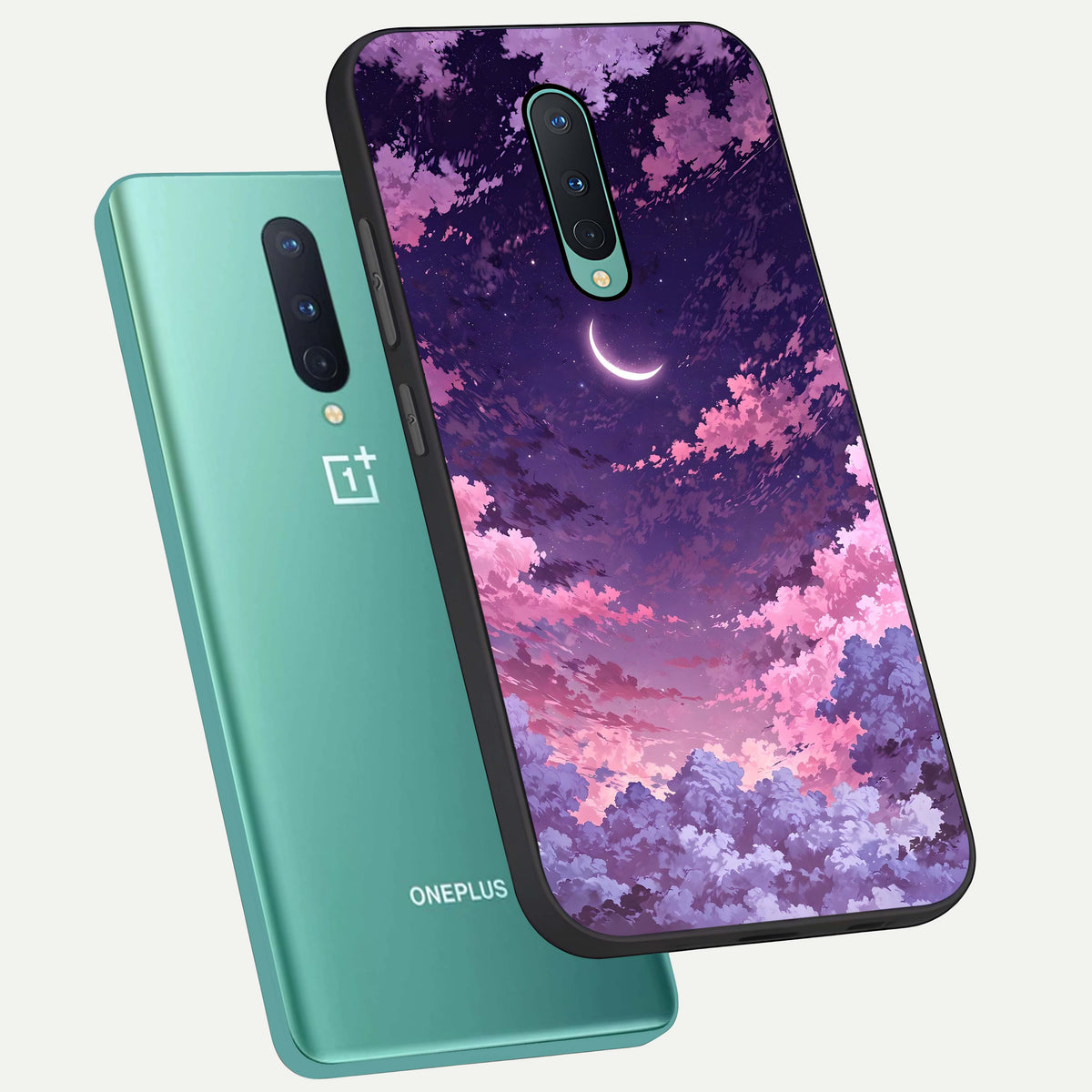  Sky Drift Clouds phone case For OnePlus 8 showing premium glass back cover with detailed artwork