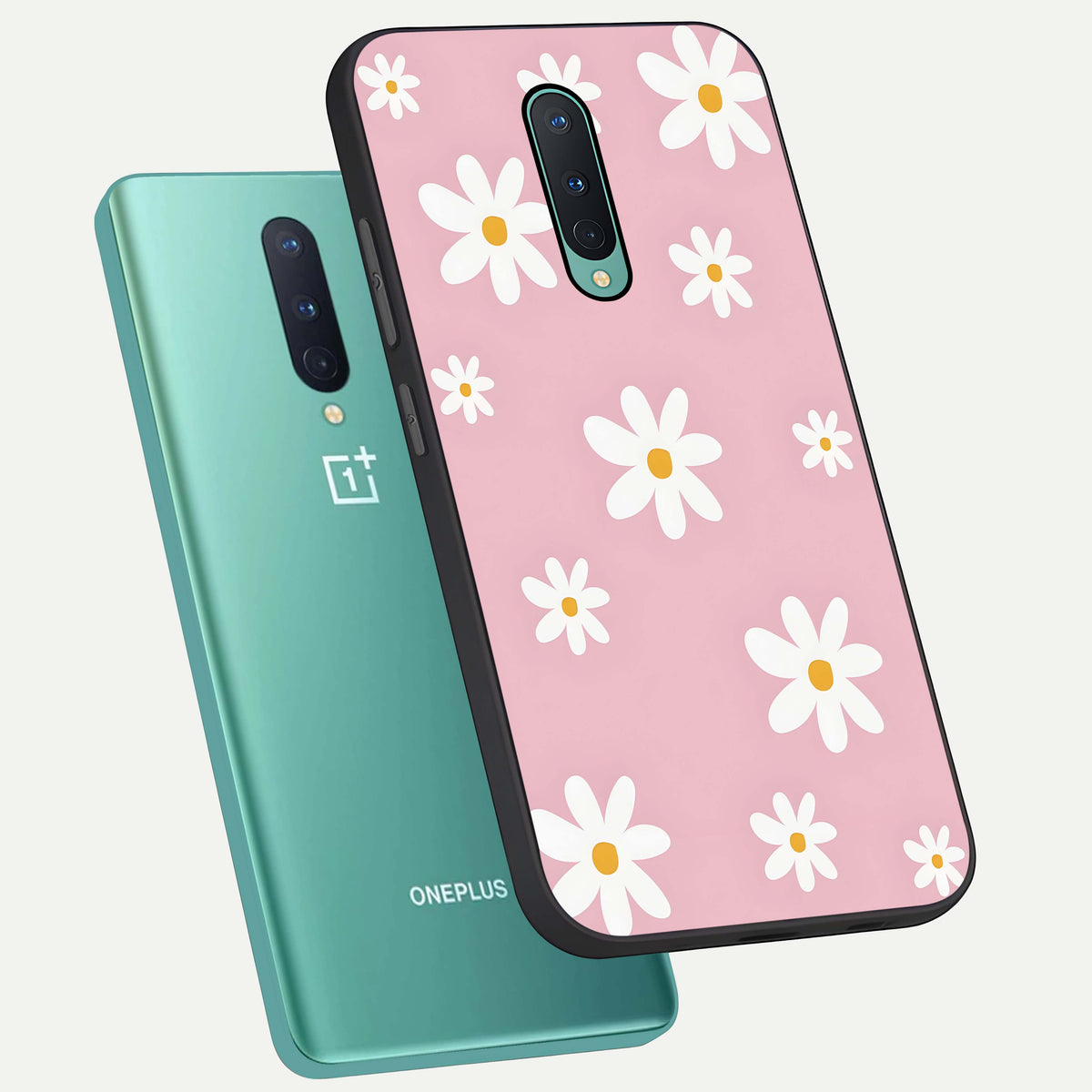  Soft Daisy Bliss phone case For OnePlus 8 showing premium glass back cover with detailed artwork