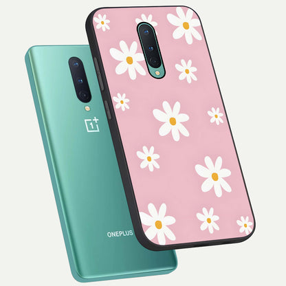  Soft Daisy Bliss phone case For OnePlus 8 showing premium glass back cover with detailed artwork
