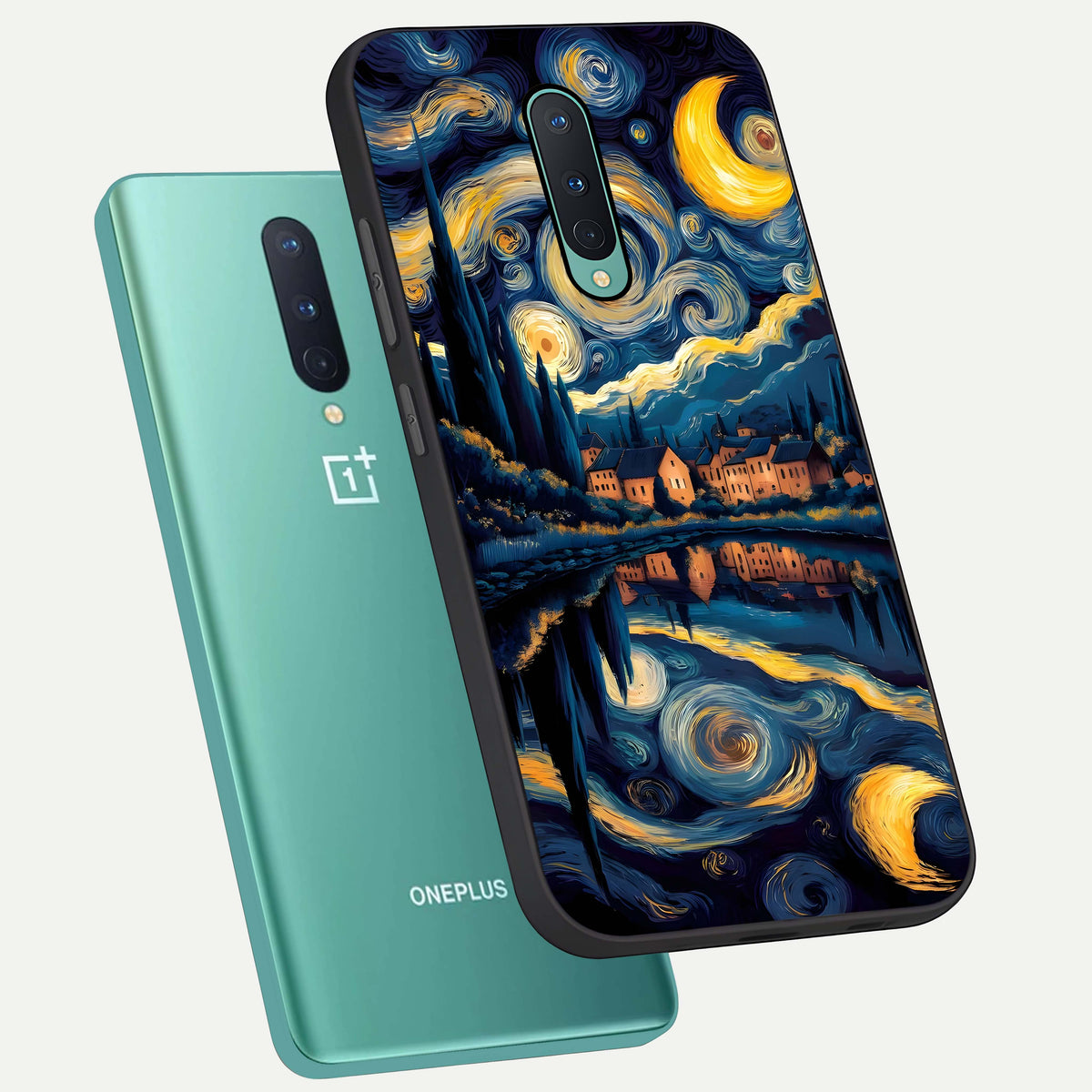  Starry Sky Serenity phone case For OnePlus 8 showing premium glass back cover with detailed artwork