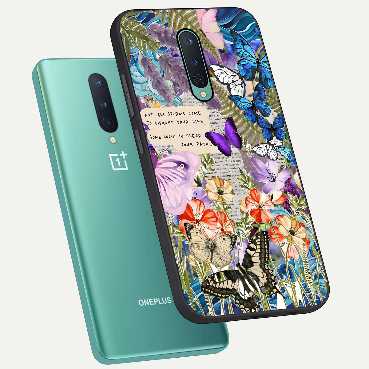  Storm Path Bloom phone case For OnePlus 8 showing premium glass back cover with detailed artwork
