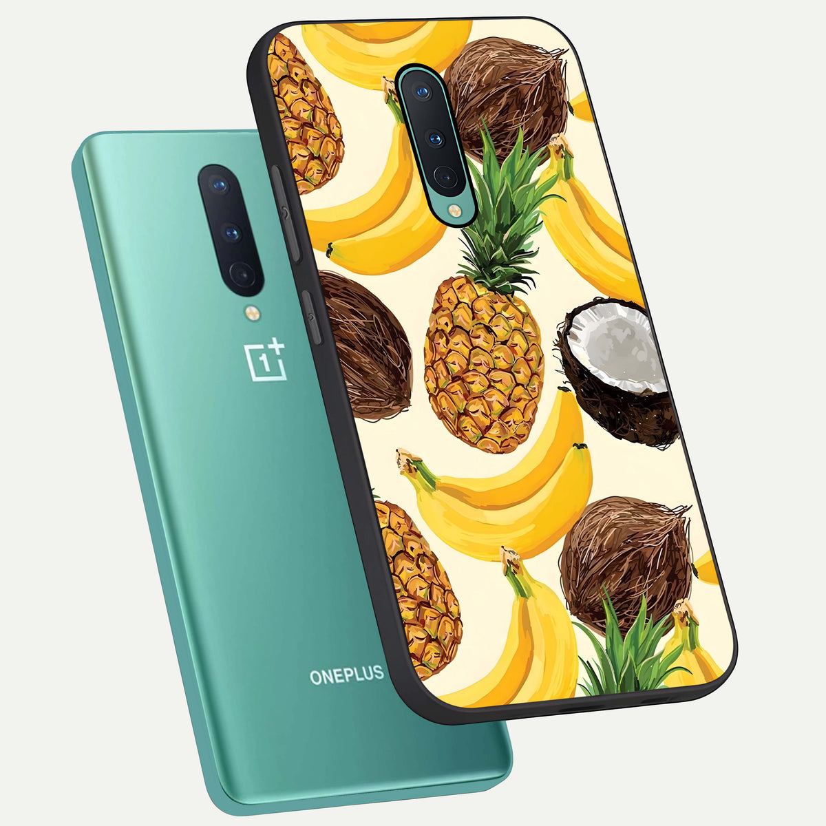  Tropical Fruit Mood phone case For OnePlus 8 showing premium glass back cover with detailed artwork