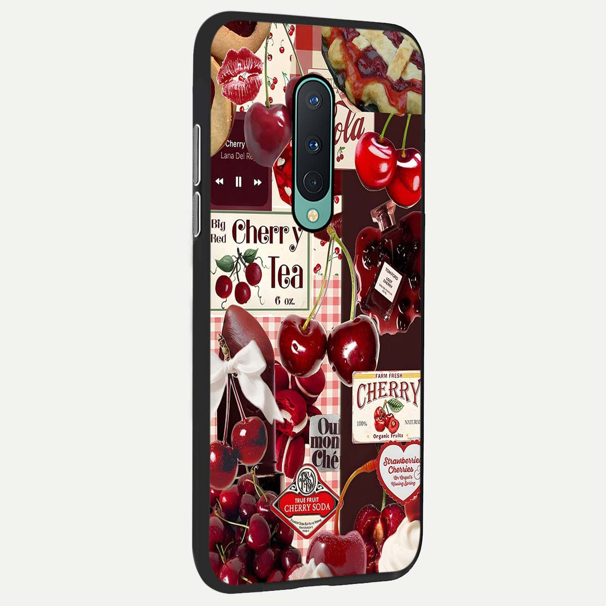  Aesthetic Cherry Tea back cover For OnePlus 8 slim fit glass case with vibrant aesthetic design