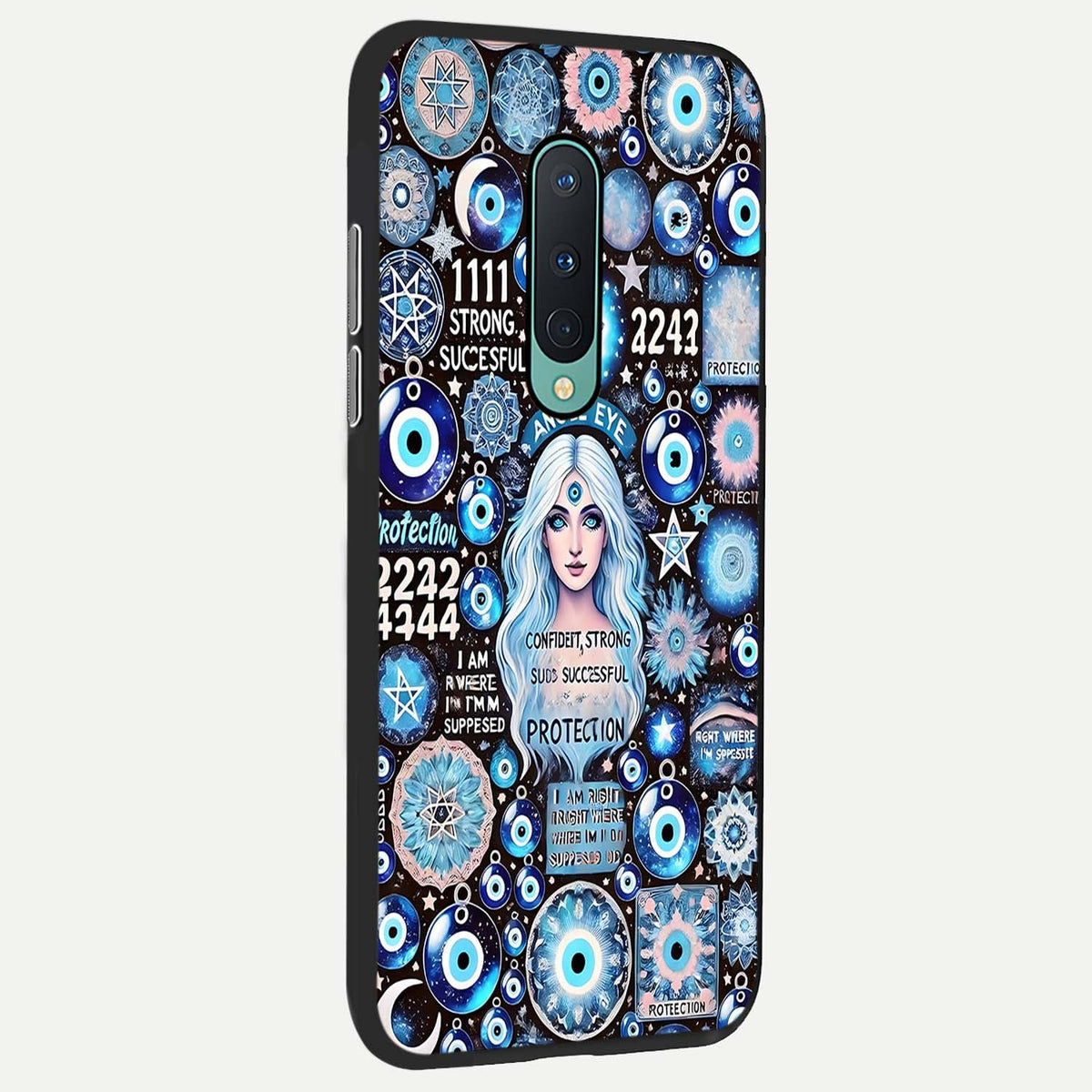  Angel Aura Shield back cover For OnePlus 8 slim fit glass case with vibrant aesthetic design