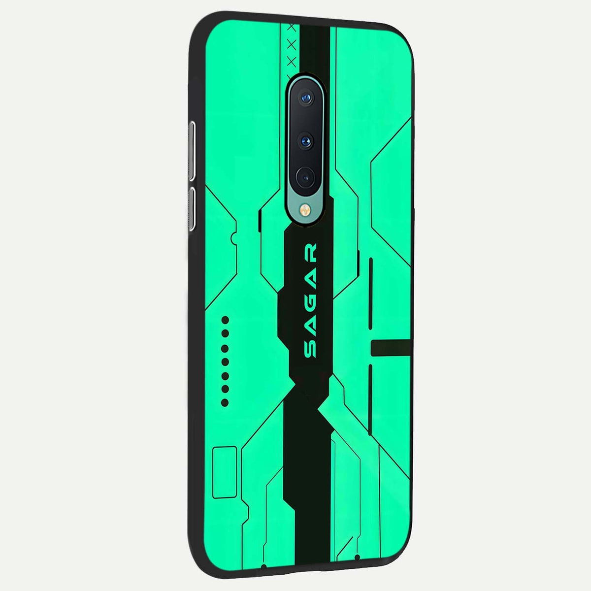  Aqua Tech CYBERPUNK Custom Name back cover For OnePlus 8 slim fit glass case with vibrant aesthetic design