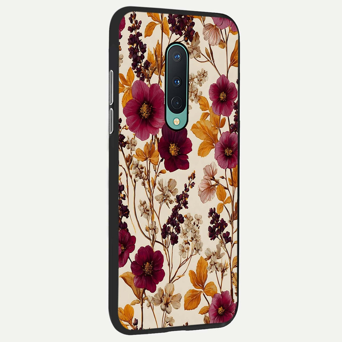  Autumn Wine Bloom back cover For OnePlus 8 slim fit glass case with vibrant aesthetic design