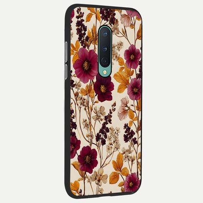 Autumn Wine Bloom back cover For OnePlus 8 slim fit glass case with vibrant aesthetic design