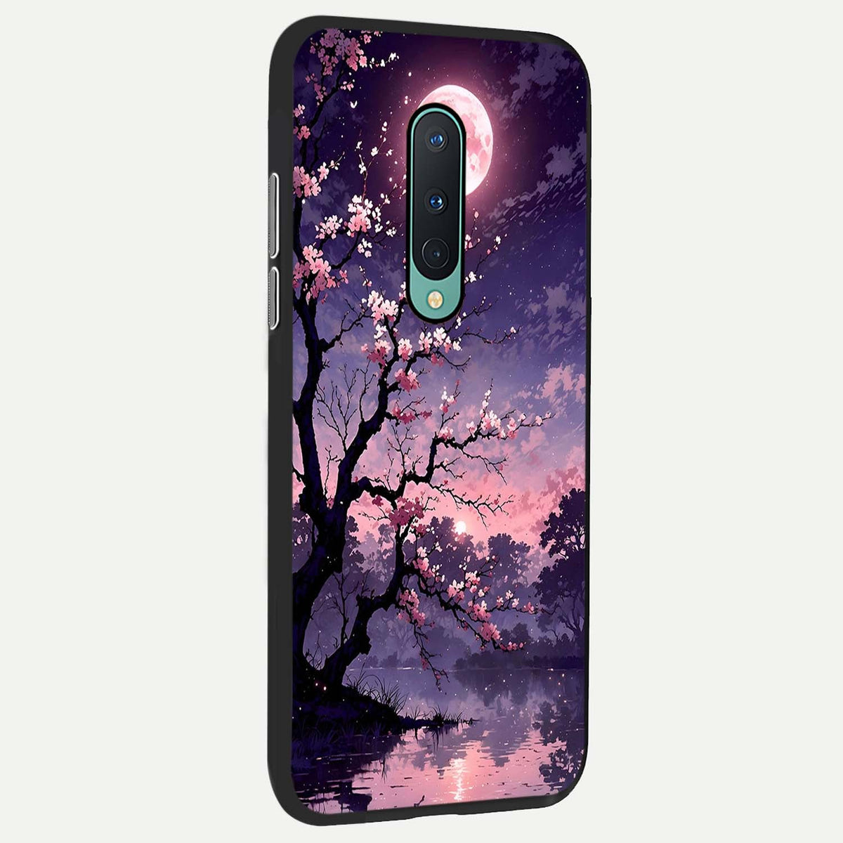  Blossom Pink Moon back cover For OnePlus 8 slim fit glass case with vibrant aesthetic design