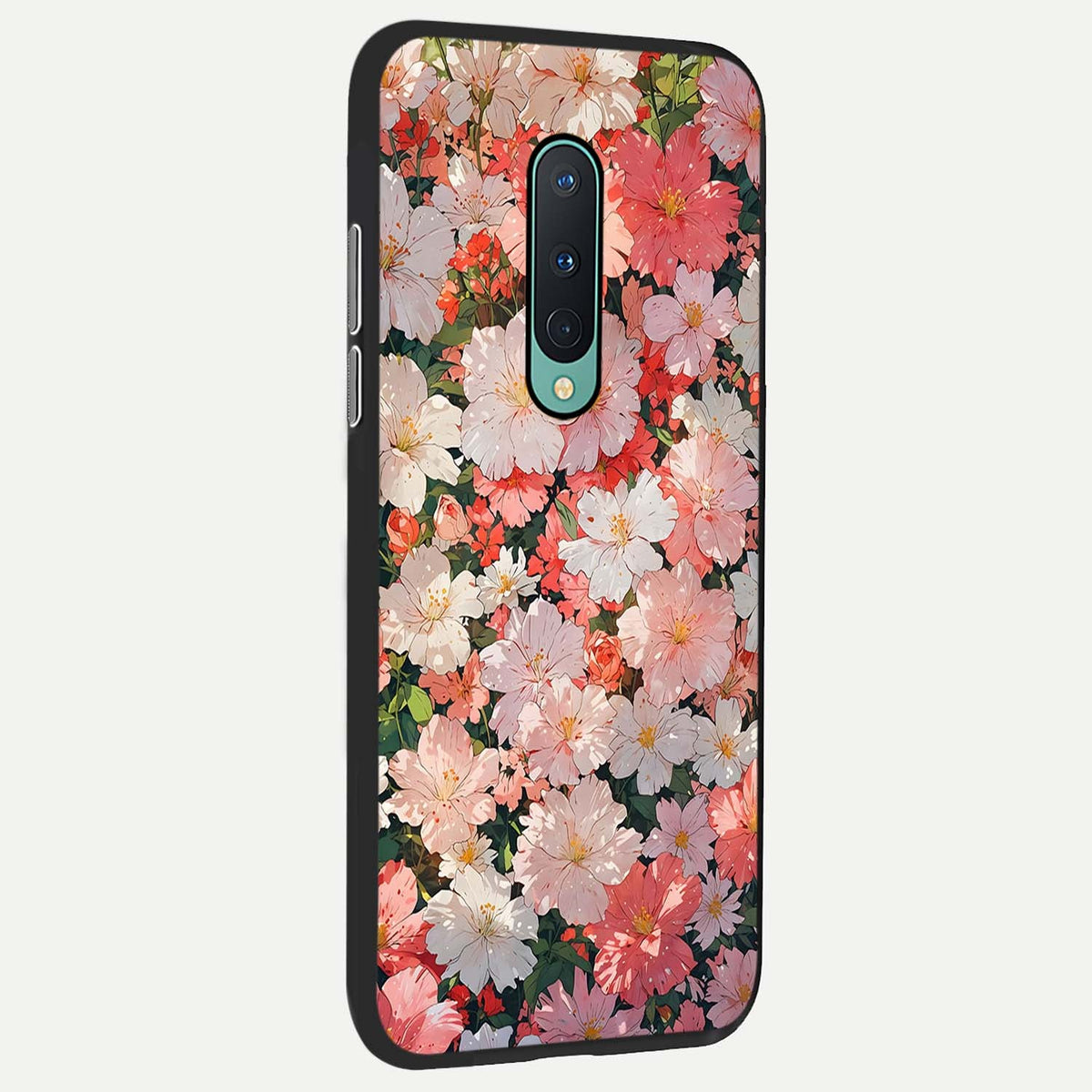 Blush Bloom Field back cover For OnePlus 8 slim fit glass case with vibrant aesthetic design