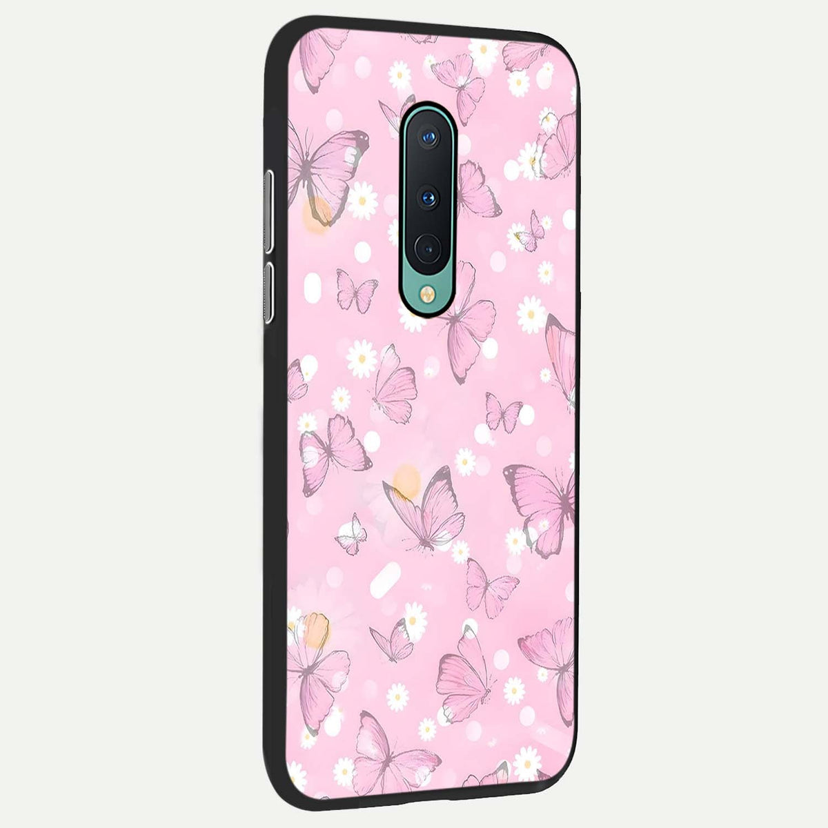 Blush Butterfly Garden back cover For OnePlus 8 slim fit glass case with vibrant aesthetic design