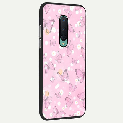  Blush Butterfly Garden back cover For OnePlus 8 slim fit glass case with vibrant aesthetic design