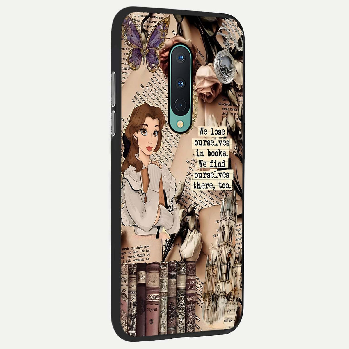  Bookish Dream World back cover For OnePlus 8 slim fit glass case with vibrant aesthetic design