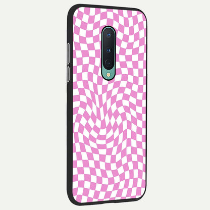  Bubblegum Check Wave back cover For OnePlus 8 slim fit glass case with vibrant aesthetic design