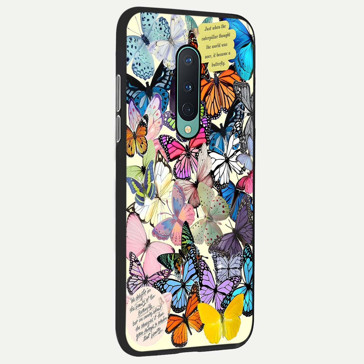 Butterflies Petal Dream back cover For OnePlus 8 slim fit glass case with vibrant aesthetic design