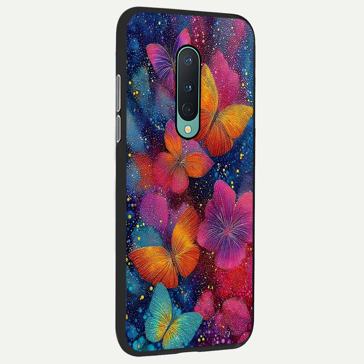  Butterfly Dream Mist back cover For OnePlus 8 slim fit glass case with vibrant aesthetic design