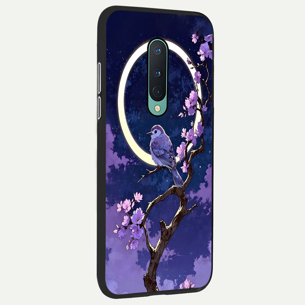  Celestial Bird Blossom back cover For OnePlus 8 slim fit glass case with vibrant aesthetic design