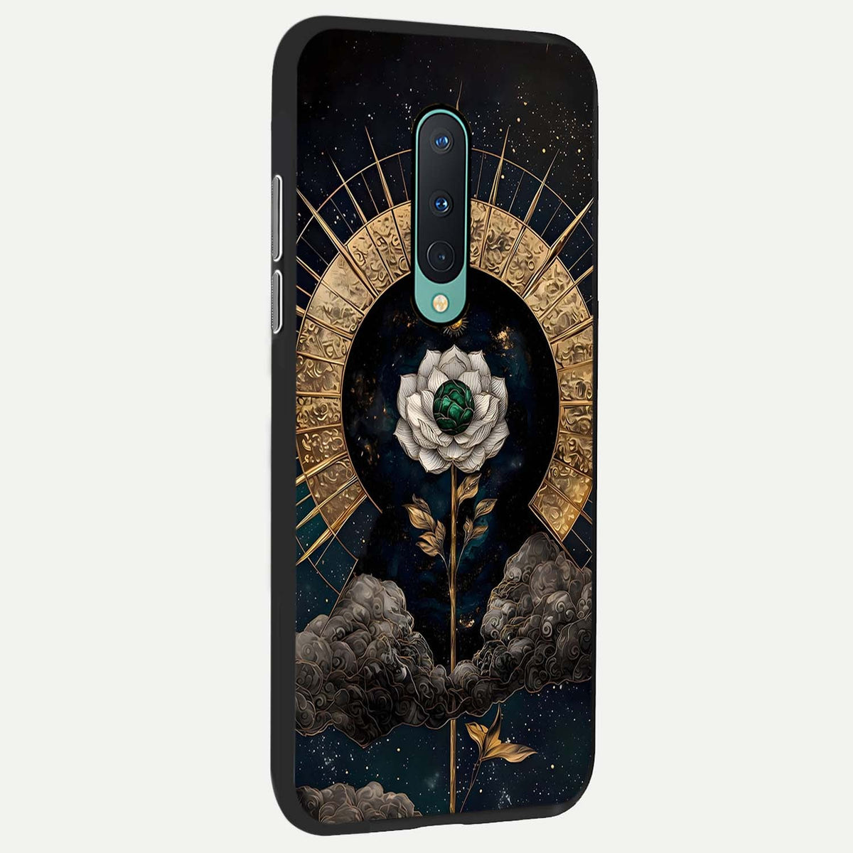  Celestial Lotus Morang back cover For OnePlus 8 slim fit glass case with vibrant aesthetic design