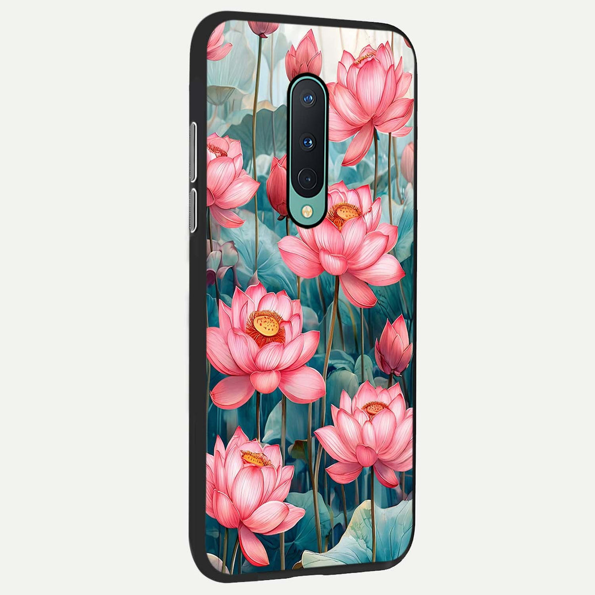  Celestial Pink Lotus back cover For OnePlus 8 slim fit glass case with vibrant aesthetic design