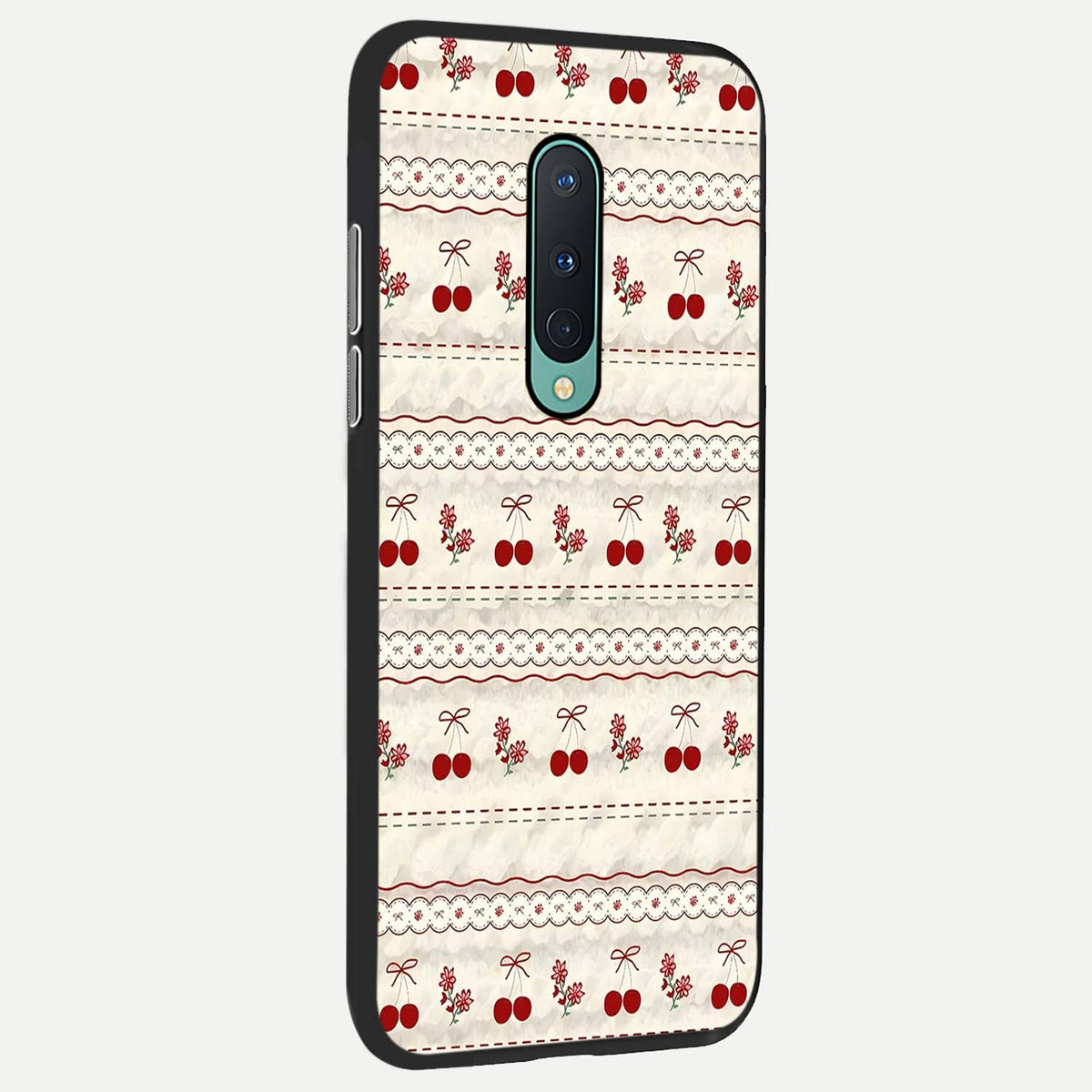  Cherry Bloom Charm back cover For OnePlus 8 slim fit glass case with vibrant aesthetic design