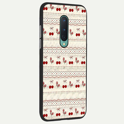  Cherry Bloom Charm back cover For OnePlus 8 slim fit glass case with vibrant aesthetic design