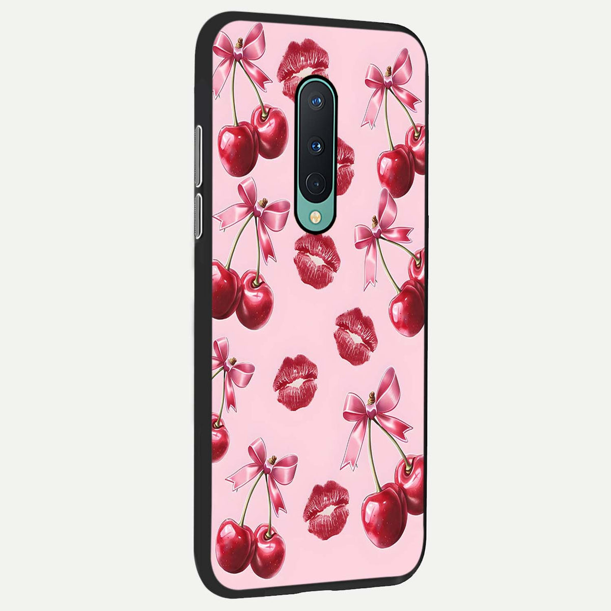  Cherry With Lips back cover For OnePlus 8 slim fit glass case with vibrant aesthetic design