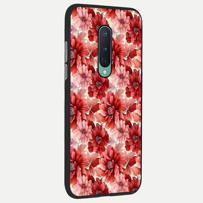  Crimson Love Petals back cover For OnePlus 8 slim fit glass case with vibrant aesthetic design