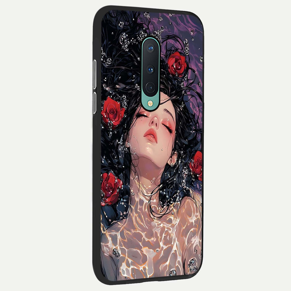  Crimson Rose Serenity back cover For OnePlus 8 slim fit glass case with vibrant aesthetic design