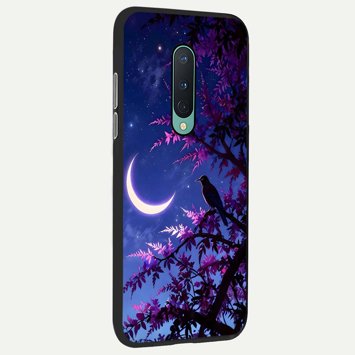  Crow And Moon Scenery back cover For OnePlus 8 slim fit glass case with vibrant aesthetic design