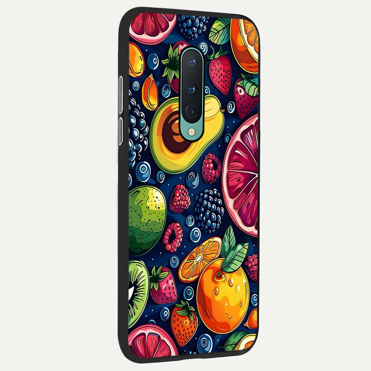  Cute Fruits Art back cover For OnePlus 8 slim fit glass case with vibrant aesthetic design