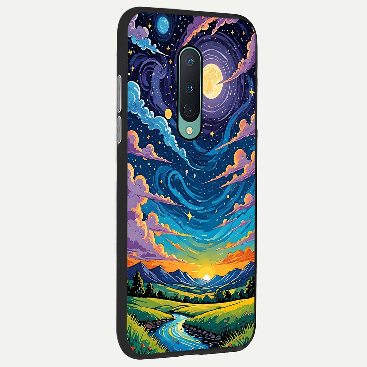  Dreamy Night Landscape back cover For OnePlus 8 slim fit glass case with vibrant aesthetic design