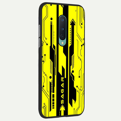  Electric Pulse CYBERPUNK Custom Name back cover For OnePlus 8 slim fit glass case with vibrant aesthetic design