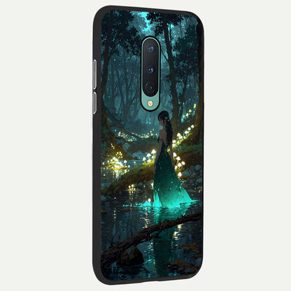  Enchanted Forest Glow back cover For OnePlus 8 slim fit glass case with vibrant aesthetic design