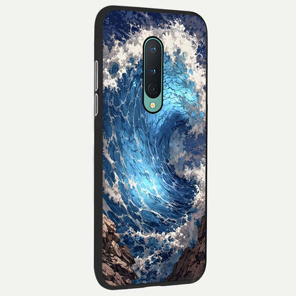  Giant Ocean Wave back cover For OnePlus 8 slim fit glass case with vibrant aesthetic design