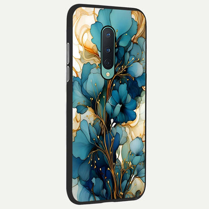  Golden Bloom Symphony back cover For OnePlus 8 slim fit glass case with vibrant aesthetic design
