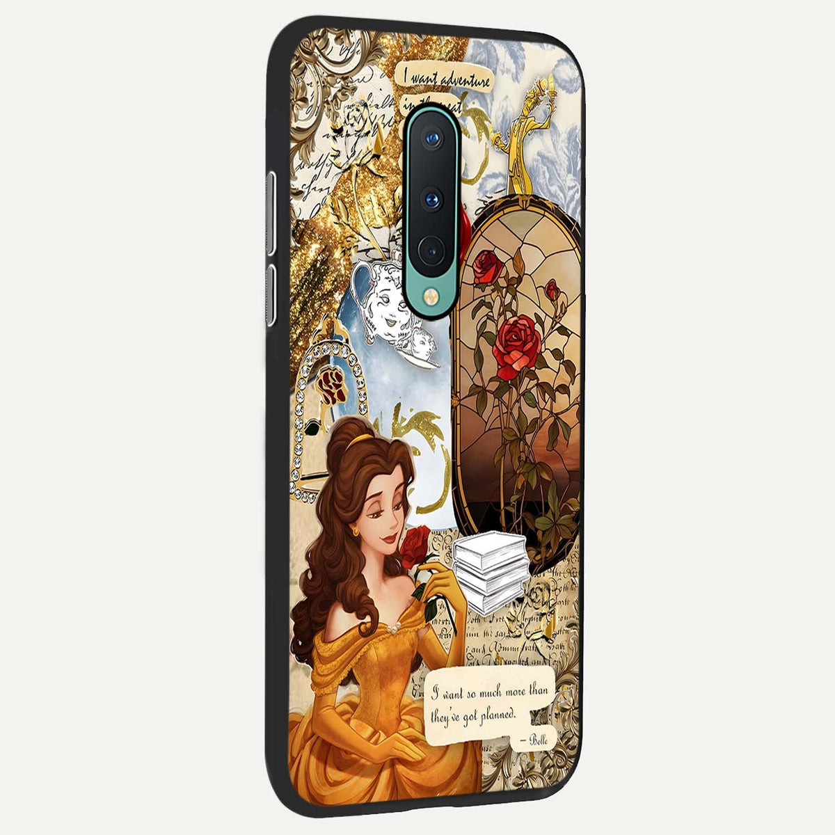  Golden Dream Belle back cover For OnePlus 8 slim fit glass case with vibrant aesthetic design