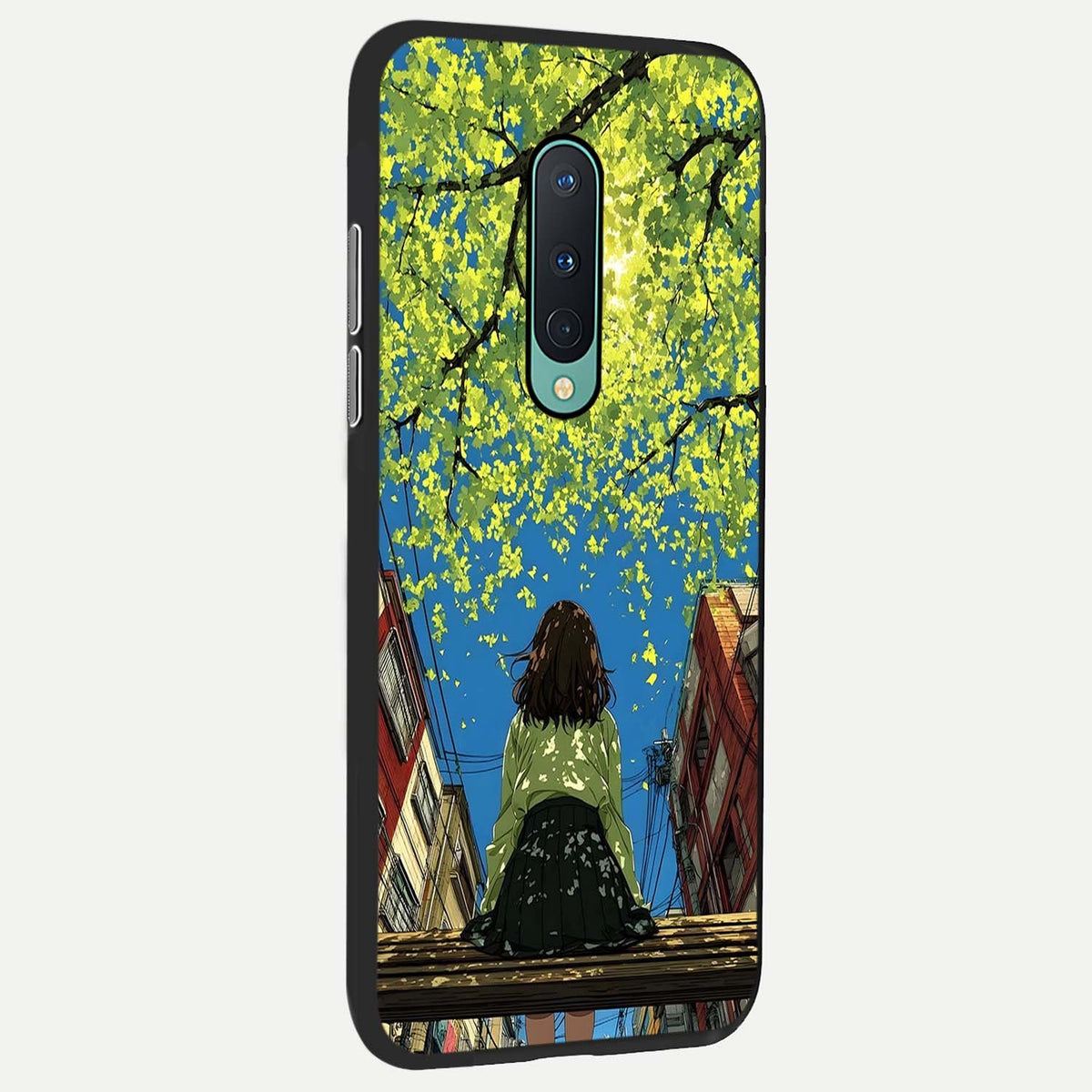  Golden Leaves Glow back cover For OnePlus 8 slim fit glass case with vibrant aesthetic design