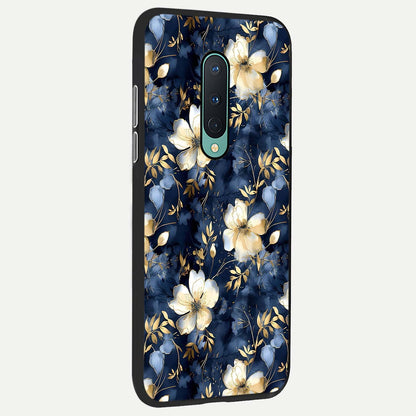  Golden Midnight Bloom back cover For OnePlus 8 slim fit glass case with vibrant aesthetic design