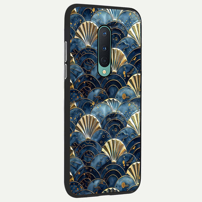  Golden Wave Luxe back cover For OnePlus 8 slim fit glass case with vibrant aesthetic design