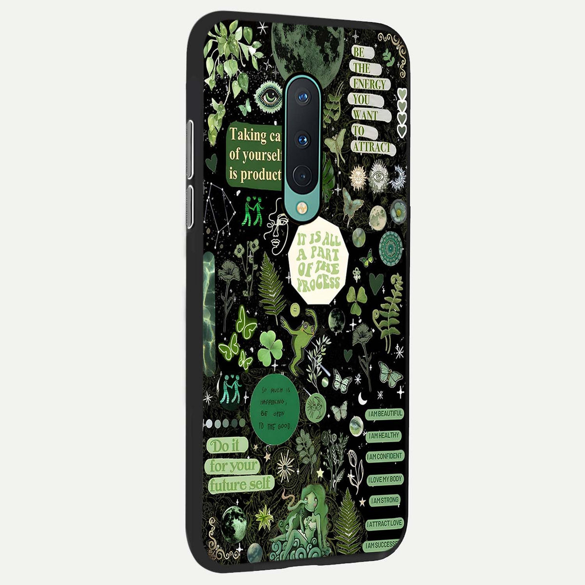  Green Mandala Pattern back cover For OnePlus 8 slim fit glass case with vibrant aesthetic design